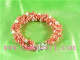 red coral with freshwater pearl jewelry twisted bracelet
